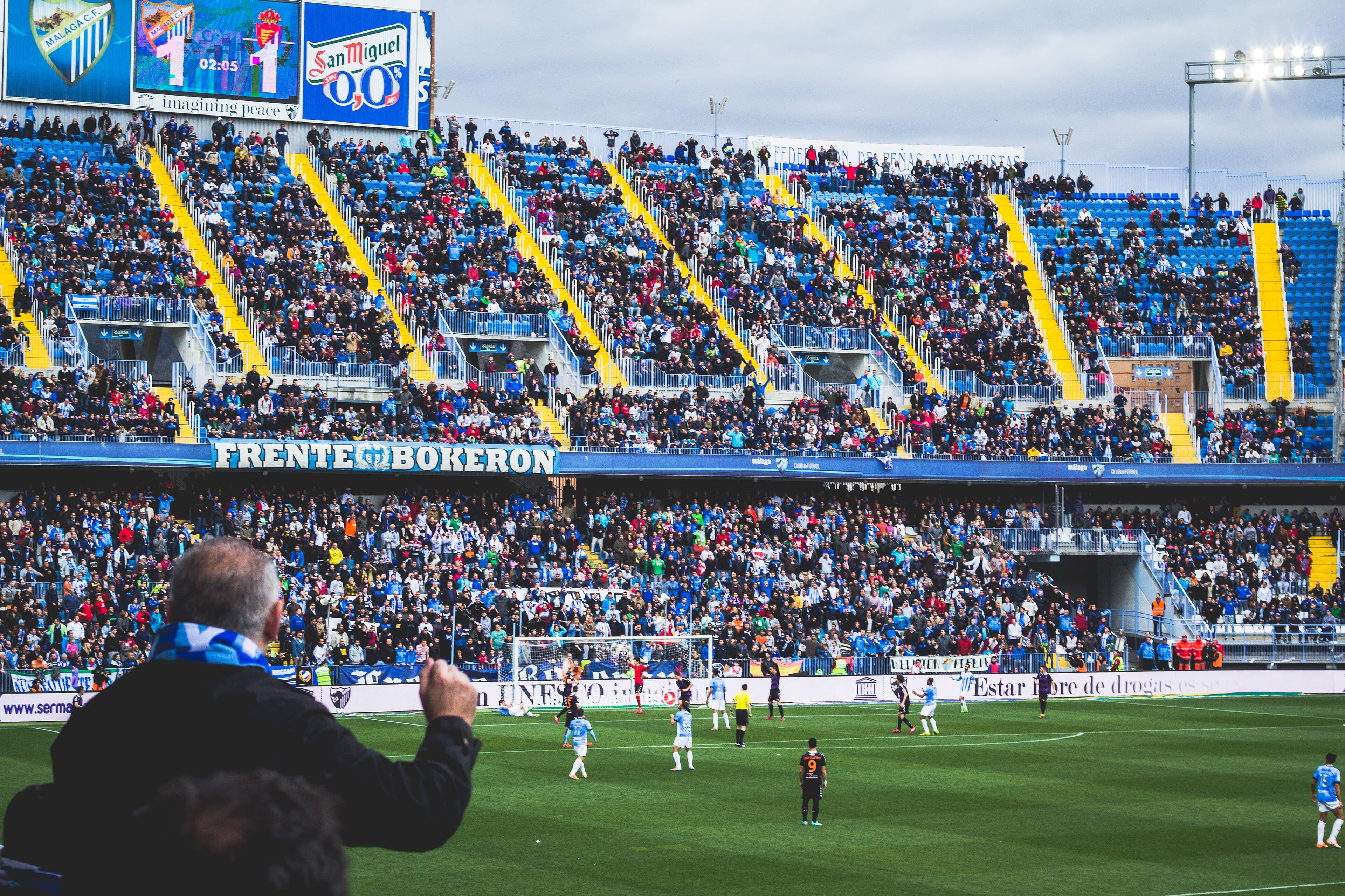 Packed stands at La Rosaleda stadium during a Málaga CF match